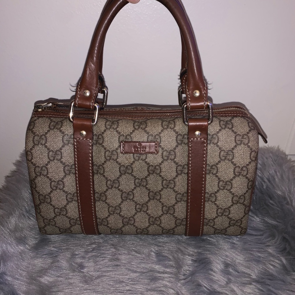 Gucci Monogram Small Boston Brown Bag